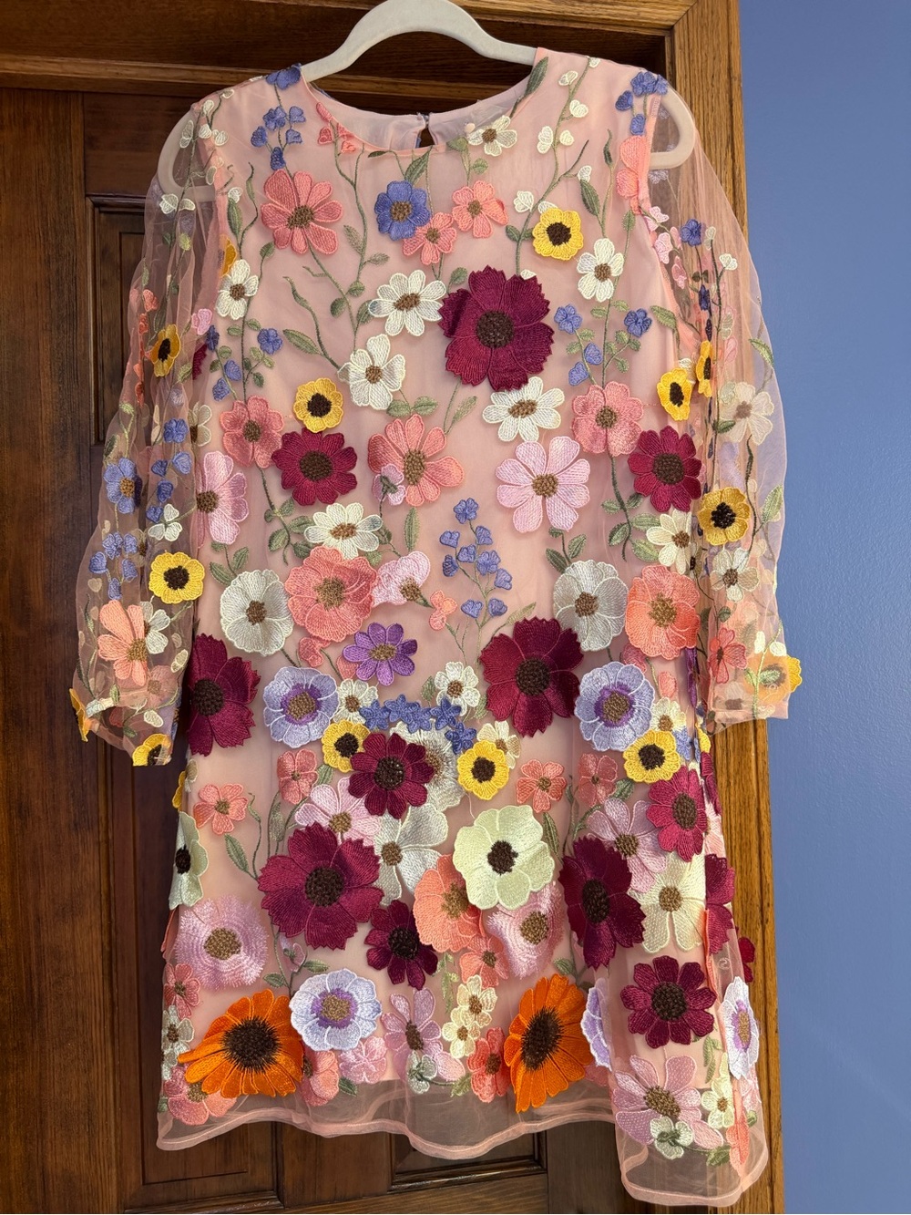 Storia 3D Floral Appliqué Dress, Size Large